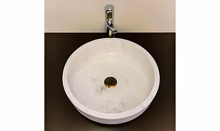 Scratched  Sink,  Natural Round White Stone Washbasin