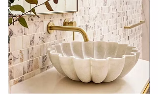 Flower Shaped Marble Bathroom Washbasin Sink, Bathroom Decoration Sink