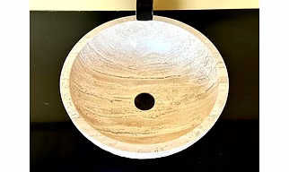Rustic Travertine Marble, Hand Carved Vessel Sink, Vanity Bathroom Sink