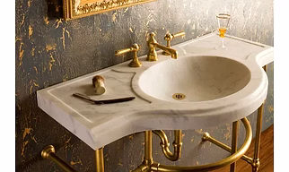 High End Italian Marble Washbasin Sink For Consoles, Marble Above Vanity Sink