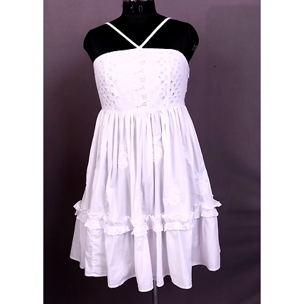 Women's Cotton Dress With Chikankari Hand Embroidery-12607610