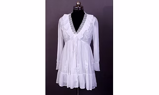 Women Chiffon Dress With Chikankari Hand Embroidery