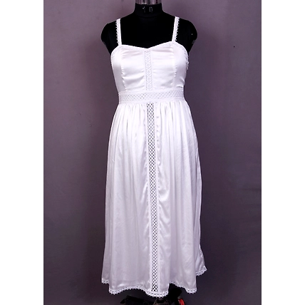 Women Satin Dress With Lace Details-12607620
