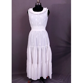 Women Cotton Maxi Dress With Chikankari Hand Embroidery