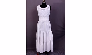 Women Cotton Maxi Dress With Chikankari Hand Embroidery