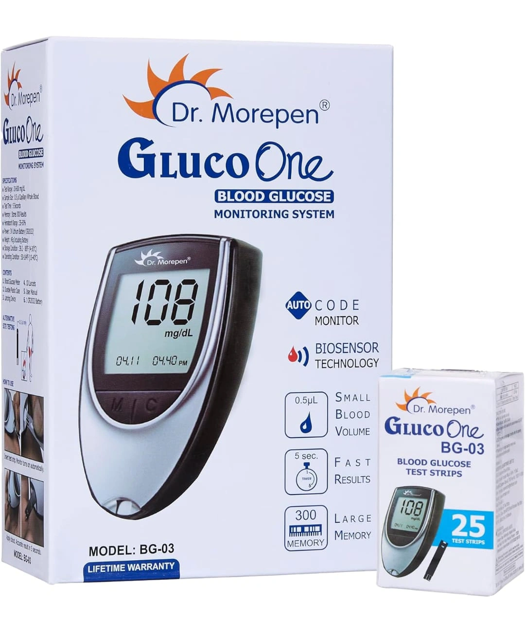 DR MORPEN GLUCOMETER MACHINE  WITH 25 STRIP-12625046