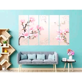 Wall paintings of pink flowers