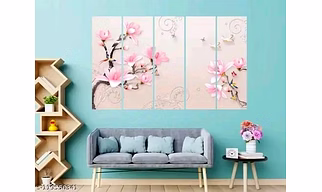 Wall paintings of pink flowers