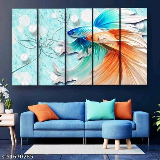 Colourful fish wall painting-s-51670285