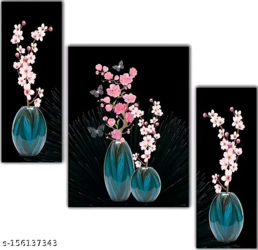 3 Flower Vase Wall Painting-s-156137343