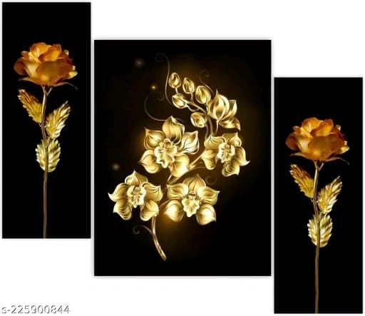 Golden and Red Flowers wall painting-s-225900844