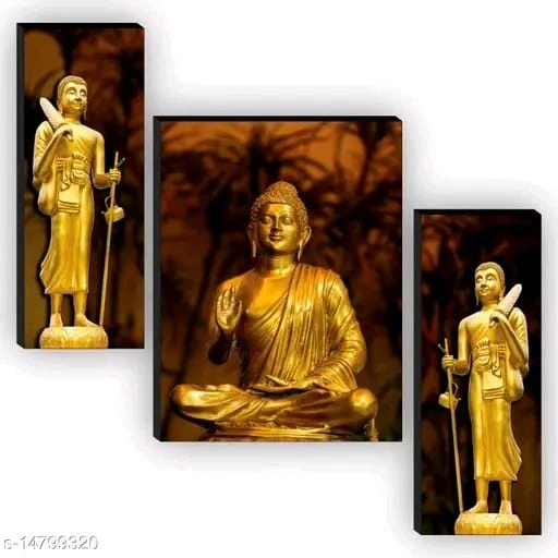 Golden buddha statue set of three-s-14799320