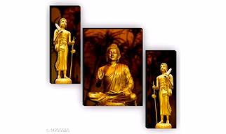 Golden buddha statue set of three