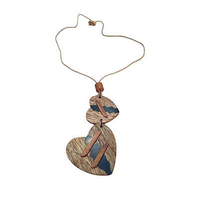 LONG WOODEN HEART SHAPE NECKLACES