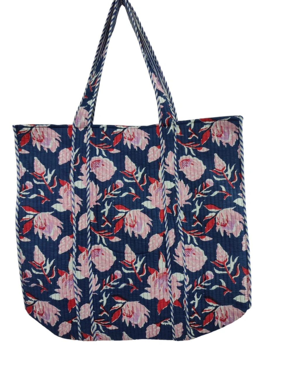 Large Cotton Kantha Tote Bag – Floral Print-2