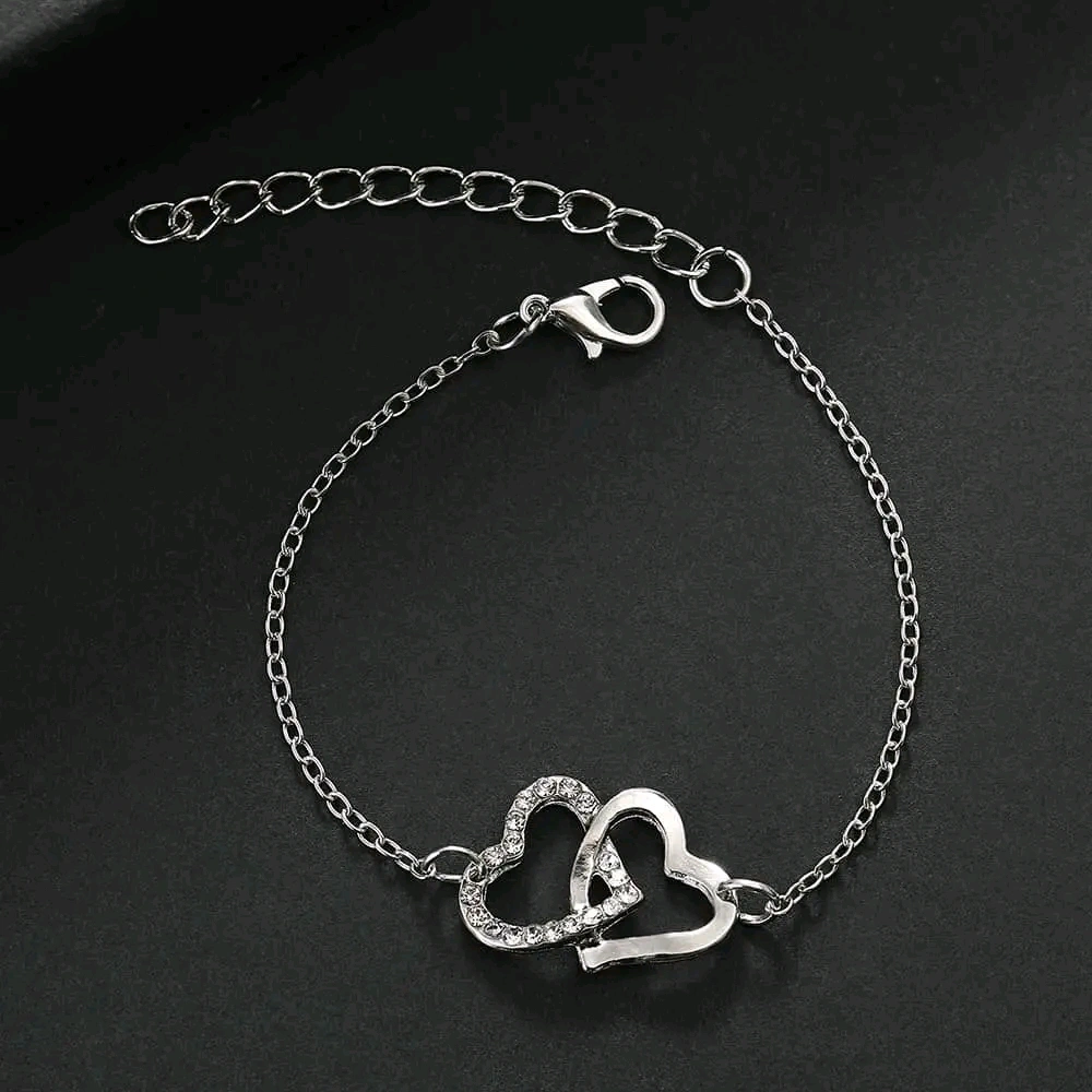 Double heart silver jewellery set-2