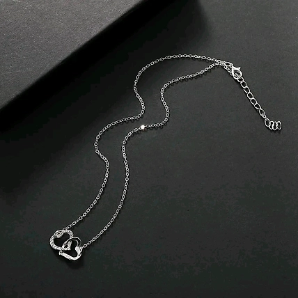 Double heart silver jewellery set-3