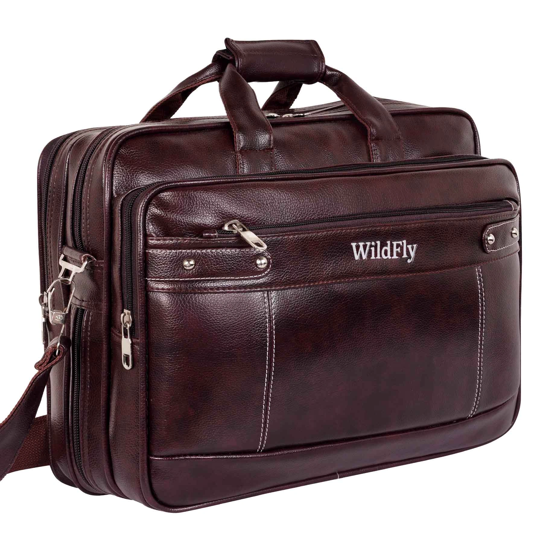 Leather Office Messenger bag-WF10-Brown