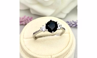 Black Onyx 8 mm Round shape Wedding Ring/ Stunning Black Onyx Silver Ring, Artisan Handmade Piece