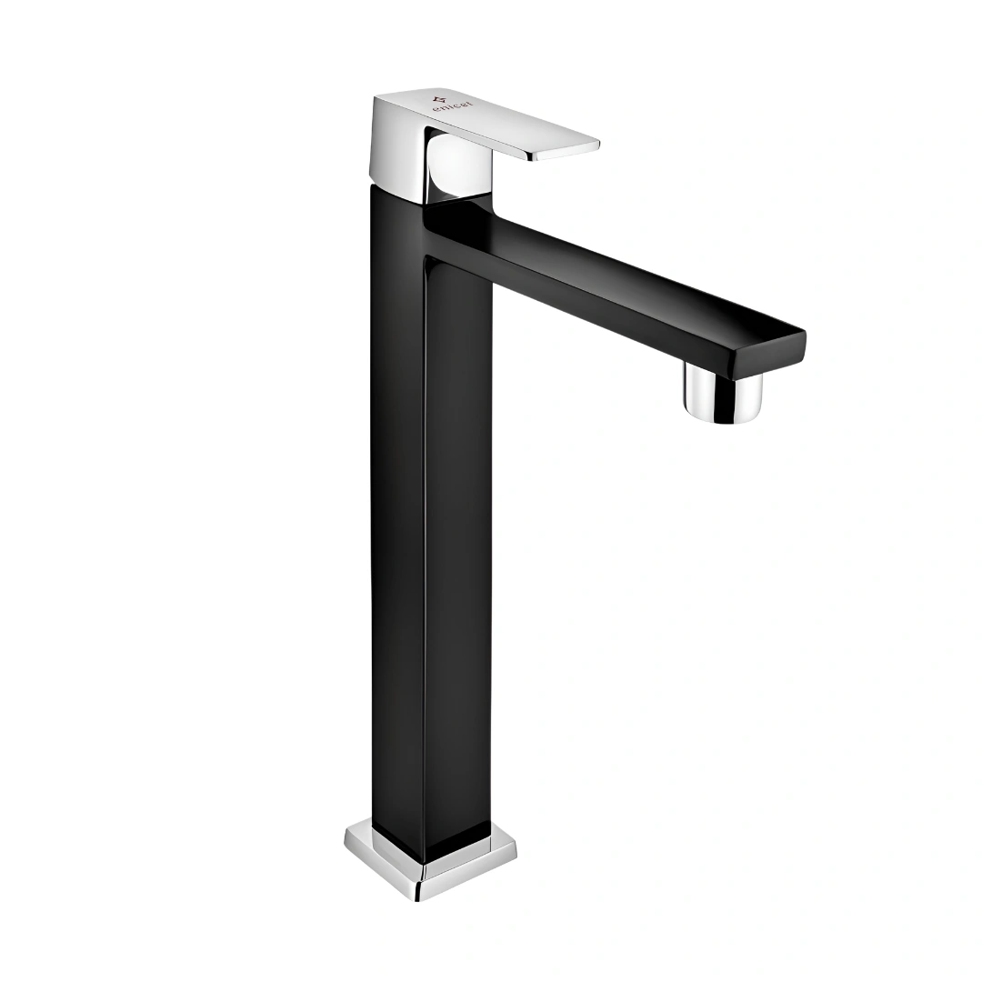 Enicet High Neck Pillar Cock, 12 Inch Tall Body, Durable Brass Build, Leak Proof, Premium Chrome Plated, Premium Black Body, Center Focused Flow, Wash Basin Tap, Bathroom Tap (Tycoon) (TE120 Black)-12605904