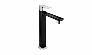 Enicet High Neck Pillar Cock, 12 Inch Tall Body, Durable Brass Build, Leak Proof, Premium Chrome Plated, Premium Black Body, Center Focused Flow, Wash Basin Tap, Bathroom Tap (Tycoon) (TE120 Black)