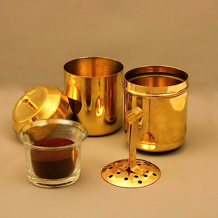 Brass Filter Coffee Maker, Brass, South Indian Drip Sytle Decoction Liquid Maker Indian Coffee Filter-2