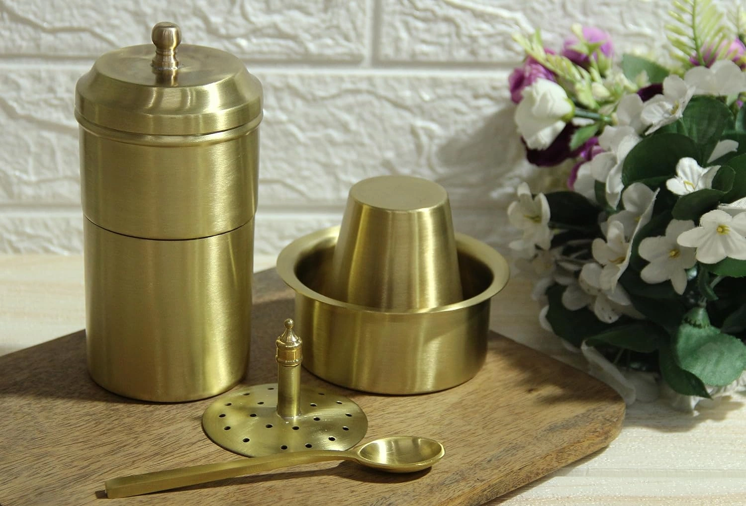 Brass Filter Coffee Maker, Brass, South Indian Drip Sytle Decoction Liquid Maker Indian Coffee Filter-4