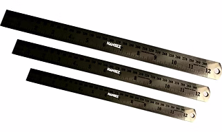HANSEZ 6,12,24 -inch Stainless Steel Ruler 3 PACK OF SET | Pocket Scale -Combo Pack | STEEL FOOT RULE IN INCHES & MM MARKING