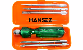 HANSEZ SCREW DRIVER KIT 5-IN-1 WITH NEON BULB(500V~) | TruCare 5-in-1 Pc Screw Driver Kit With 2 Flat Blades, 2 Phillips Head, 1 Round Poker Bar | Multi-purpose Tool Set