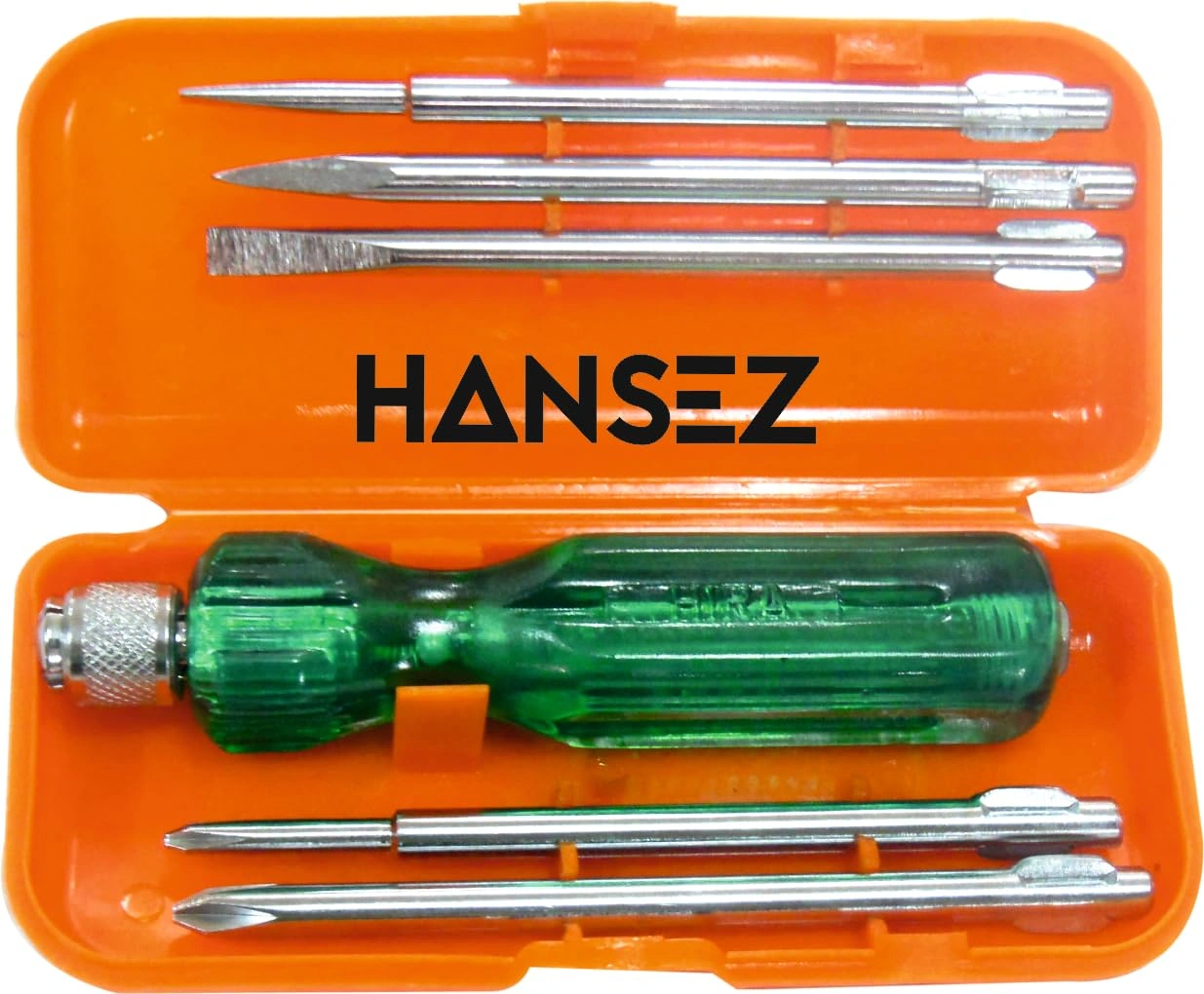 HANSEZ SCREW DRIVER KIT 5-IN-1 WITH NEON BULB(500V~) | TruCare 5-in-1 Pc Screw Driver Kit With 2 Flat Blades, 2 Phillips Head, 1 Round Poker Bar | Multi-purpose Tool Set-2