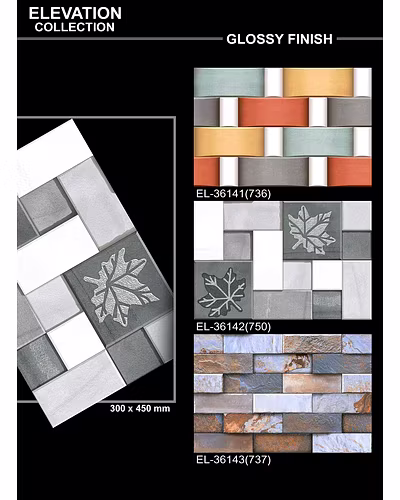 GLOSSY ELEVATION  PORCELAIN WALL TILES 300 X 450-1