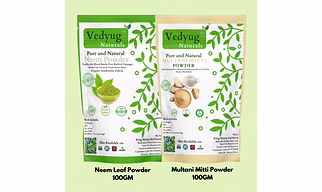 Neem Powder and Multani Mitti Powder 100% Natural And Pure 2 Pack 100gm Each