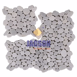sliced marble pebble mosaic glacier white