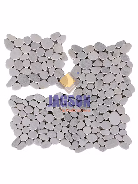 SLICED MARBLE PEBBLE MOSAIC GLACIER WHITE