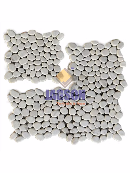 MARBLE TUMBLED PEBBLE MOSAIC SALT WHITE