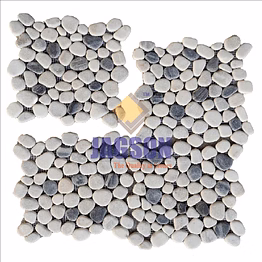 marble tumbled pebble mosaic helix grey