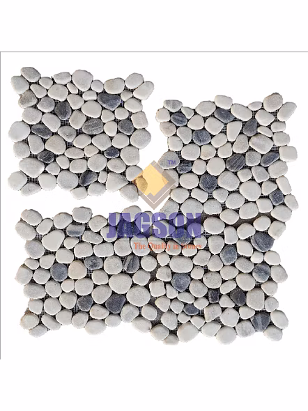 MARBLE TUMBLED PEBBLE MOSAIC HELIX GREY