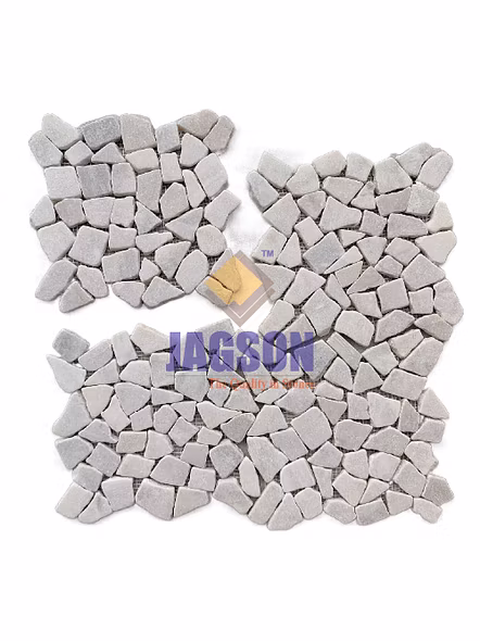 MARBLE TUMBLED RANDOM MOSAIC ESCARA WHITE