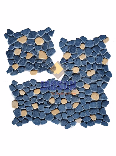LIMESTONE PEBBLE MOSAIC DELMON BLACK
