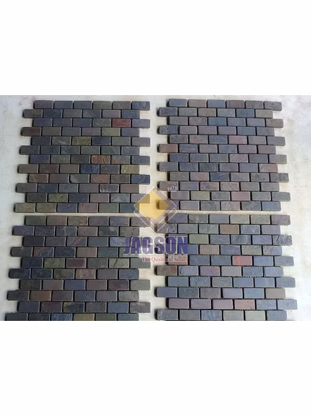 MULTICOLOR SLATE BRICK JOINT MOSAIC-12753003