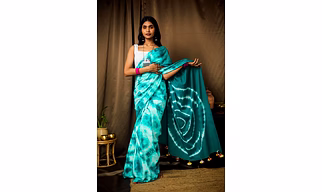 Cotton Mul Tie Dye Saree Mint Masala