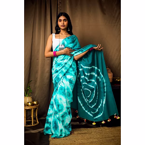 Cotton Mul Tie Dye Saree Mint Masala