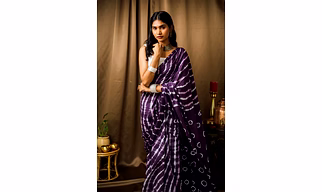 Cotton Mul Tie Dye Saree Jamun Leheriya