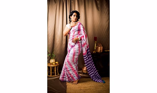 Cotton Mul Tie Dye Saree Berry Bloom