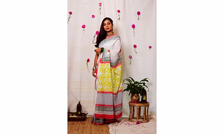 Cotton Mul Bagru Saree Spring Blossom