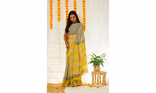 Cotton Mul Bagru Saree Sunny Stripes