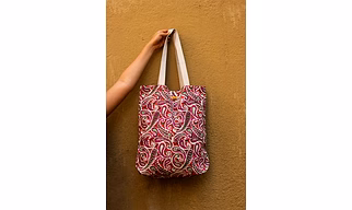 Cotton Shopping Tote Bag · Paisley Delight Pink