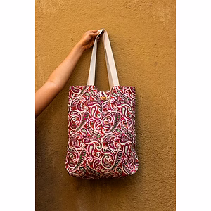 Cotton Shopping Tote Bag · Paisley Delight Pink