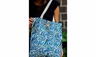 Cotton Shopping Tote Bag · Paisley Delight Blue