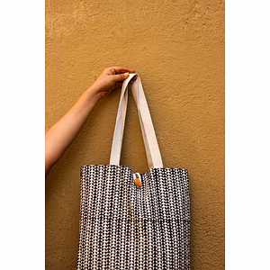 Cotton Shopping Tote Bag · Tiny Triangles Black